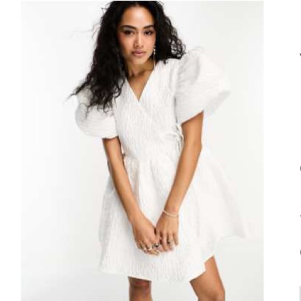 Wedding/Reception Elegant White Wrap Mini Dress